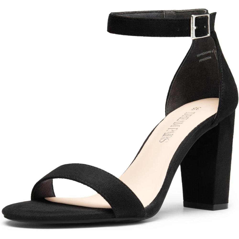 imageDREAM PAIRS Sandales Talons pour Femme Confortable avec Talon Bloc et Un Design Chic Sangle Unique Sandale DurableSude Noir