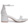 DREAM PAIRS Femmes Sandales à Talons Blocs Bas Bout Ouvert Sandale Escarpins 5.7CM(Argenté Paillettes)