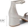 DREAM PAIRS Femmes Sandales à Talons Blocs Bas Bout Ouvert Sandale Escarpins 5.7CM(Argenté Paillettes)