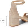 DREAM PAIRS Femmes Sandales à Talons Blocs Bas Bout Ouvert Sandale Escarpins 5.7CM(Doré Pailleté)