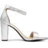 DREAM PAIRS Sandales à Talons pour Femme Confortable avec Talon Bloc et Un Design Chic à Sangle Unique Sandale Durable(Argent Pu)