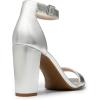 DREAM PAIRS Sandales à Talons pour Femme Confortable avec Talon Bloc et Un Design Chic à Sangle Unique Sandale Durable(Argent Pu)