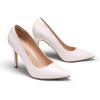 Dream Pairs Escarpins à Bout fermé à Talons Hauts pour Femme Bout Pointu(Blanc Pu)