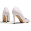 Dream Pairs Escarpins à Bout fermé à Talons Hauts pour Femme Bout Pointu(Blanc Pu)