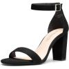 DREAM PAIRS Sandales à Talons pour Femme Confortable avec Talon Bloc et Un Design Chic à Sangle Unique Sandale Durable(Suède Noir)