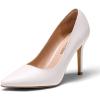 Dream Pairs Escarpins à Bout fermé à Talons Hauts pour Femme Bout Pointu(Blanc Pu)