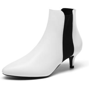 DREAM PAIRS Bottines Chelsea pour Femme Bottine à la Mode Classique Bottes Femmes SDAB2213W-E(Blanc Noir)