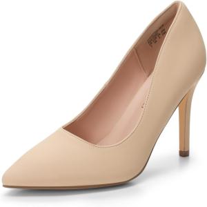 Dream Pairs Escarpins à Bout fermé à Talons Hauts pour Femme Bout Pointu(Nude)