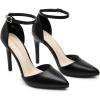 DREAM PAIRS Escarpins Femme à Bout Pointu, Talons Aiguilles 10 cm avec Bride Cheville, Chaussures Élégantes pour Mariage, Soirée ou Sortie Habillée(Noir Pu)