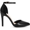 DREAM PAIRS Escarpins Femme à Bout Pointu, Talons Aiguilles 10 cm avec Bride Cheville, Chaussures Élégantes pour Mariage, Soirée ou Sortie Habillée(Noir Pu)