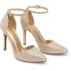 DREAM PAIRS Escarpins Femme à Bout Pointu, Talons Aiguilles 10 cm avec Bride Cheville, Chaussures Élégantes pour Mariage, Soirée ou Sortie Habillée(Or Paillettes)