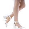 DREAM PAIRS Escarpins Femme à Talon Bloc avec la Semelle Extérieure Antidérapante TPR et Boucle Réglable Chaussure Confortable Classique(Blanc Pu)