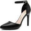 DREAM PAIRS Escarpins Femme à Bout Pointu, Talons Aiguilles 10 cm avec Bride Cheville, Chaussures Élégantes pour Mariage, Soirée ou Sortie Habillée(Noir Pu)
