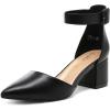 DREAM PAIRS Escarpins Femme à Talon Bloc avec la Semelle Extérieure Antidérapante TPR et Boucle Réglable Chaussure Confortable Classique(Noir Pu)