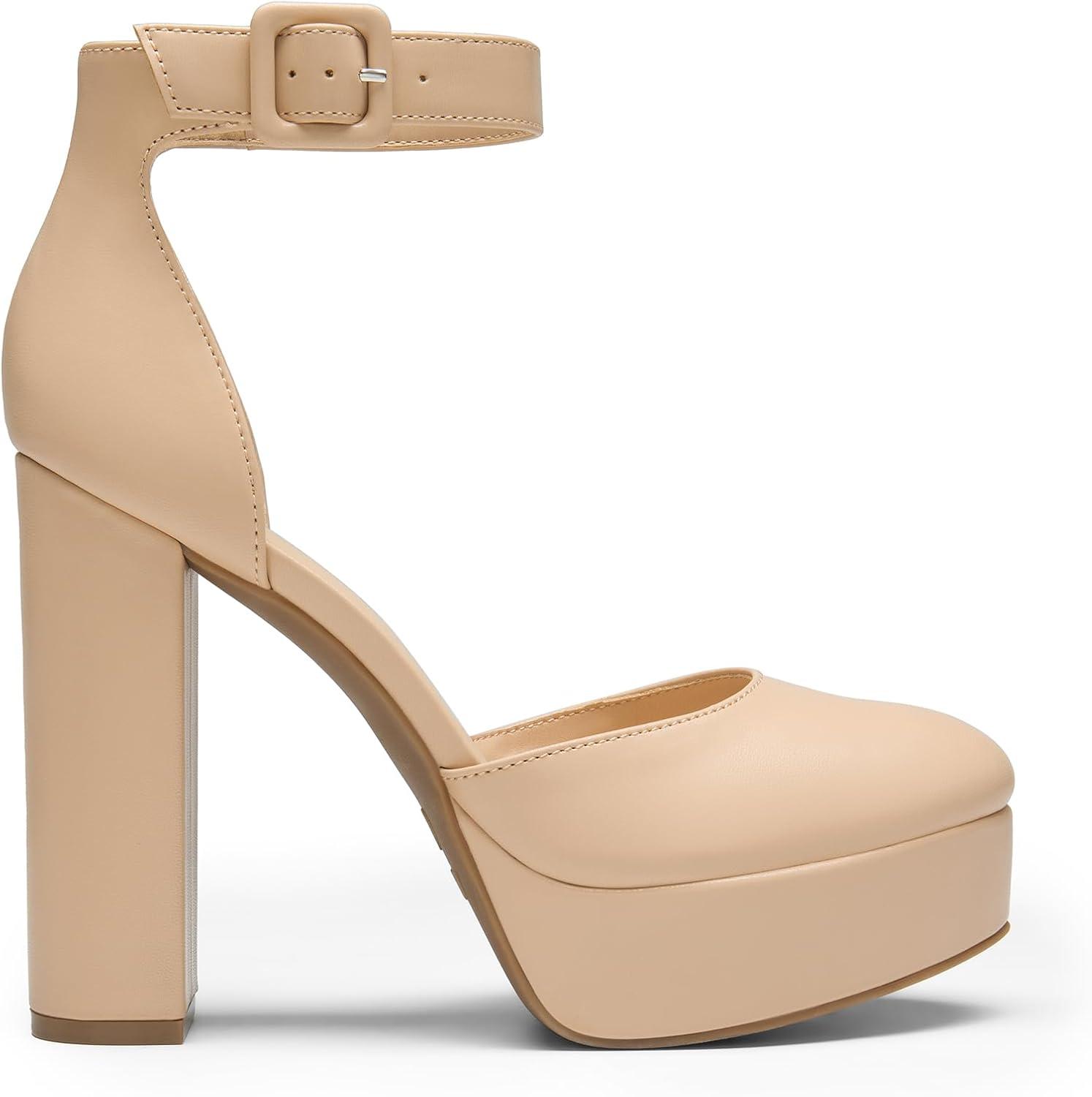 imageDREAM PAIRS Escarpins Femme Talon Haut Sexy Chaussures Talon Plateforme Look lgant pour Travail Sortie ou Crmonie Confort et StyleNude Pu
