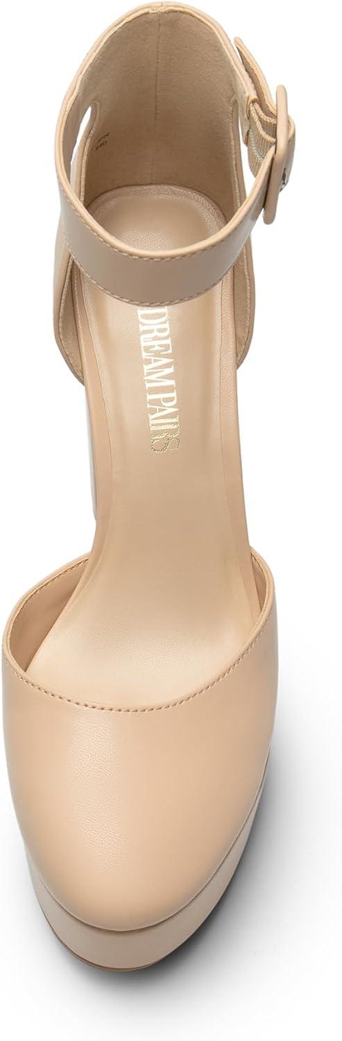 imageDREAM PAIRS Escarpins Femme Talon Haut Sexy Chaussures Talon Plateforme Look lgant pour Travail Sortie ou Crmonie Confort et StyleNude Pu