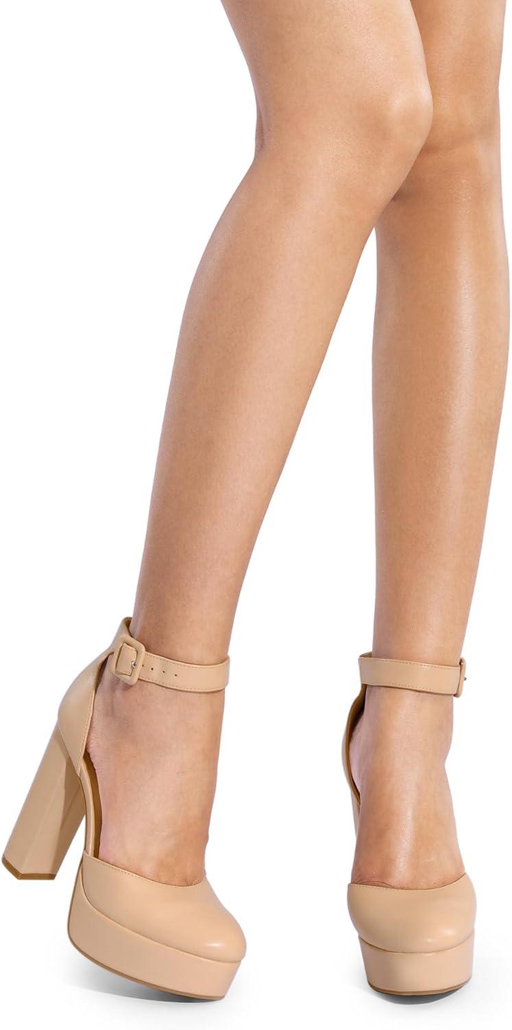 imageDREAM PAIRS Escarpins Femme Talon Haut Sexy Chaussures Talon Plateforme Look lgant pour Travail Sortie ou Crmonie Confort et StyleNude Pu
