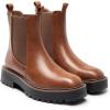 DREAM PAIRS Bottes Femme Chelsea Confortables à Talon Bas Chaussures à Enfiler Style Classique Bottines à Cheville pour Automne Hiver(Marron Pu)
