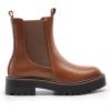 DREAM PAIRS Bottes Femme Chelsea Confortables à Talon Bas Chaussures à Enfiler Style Classique Bottines à Cheville pour Automne Hiver(Marron Pu)