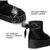 DREAM PAIRS Bottes Femme Hiver Neige en Daim Véritable Confortables à Plateforme Antidérapantes Bottines Chaudes Cheville avec Ruban DIY et Doublure en Fausse Fourrure Souple(Noir)