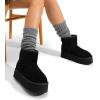 DREAM PAIRS Bottes Femme Hiver Neige en Daim Véritable Confortables à Plateforme Antidérapantes Bottines Chaudes Cheville avec Ruban DIY et Doublure en Fausse Fourrure Souple(Noir)