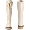 DREAM PAIRS Bottes Hautes au Genou pour Femmes Chaussures Longues à Lacets Bottes Décontractées à la Mode(Beige)