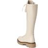 DREAM PAIRS Bottes Hautes au Genou pour Femmes Chaussures Longues à Lacets Bottes Décontractées à la Mode(Beige)