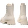 DREAM PAIRS Bottines Femme Mi-Mollet avec Fermeture Eclair Tendance Comfortable Bottes à Lacets avec Talon Large et Doublure Chaude(Beige)