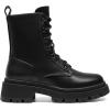 DREAM PAIRS Bottines Femme Mi-Mollet avec Fermeture Eclair Tendance Comfortable Bottes à Lacets avec Talon Large et Doublure Chaude(Noir Pu)