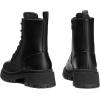 DREAM PAIRS Bottines Femme Mi-Mollet avec Fermeture Eclair Tendance Comfortable Bottes à Lacets avec Talon Large et Doublure Chaude(Noir Pu)