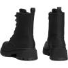 DREAM PAIRS Bottines Femme Mi-Mollet avec Fermeture Eclair Tendance Comfortable Bottes à Lacets avec Talon Large et Doublure Chaude(Noir Silk Pu)