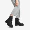 DREAM PAIRS Bottines Femme Mi-Mollet avec Fermeture Eclair Tendance Comfortable Bottes à Lacets avec Talon Large et Doublure Chaude(Noir Silk Pu)