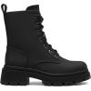 DREAM PAIRS Bottines Femme Mi-Mollet avec Fermeture Eclair Tendance Comfortable Bottes à Lacets avec Talon Large et Doublure Chaude(Noir Silk Pu)