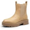 DREAM PAIRS Bottes Femme Chelsea Confortables à Talon Bas Chaussures à Enfiler Style Classique Bottines à Cheville pour Automne Hiver(Nu Nubuck)