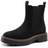 DREAM PAIRS Bottes Femme Chelsea Confortables à Talon Bas Chaussures à Enfiler Style Classique Bottines à Cheville pour Automne Hiver(Suède Noir)