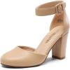 DREAM PAIRS Chaussures à Talons Hauts pour Femmes Escarpins Elégants avec Bride à la Cheville pour Mariages et Fêtes Angela(Nude Pu)