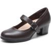 DREAM PAIRS Escarpins Femme à Petit Talon Chaussures Mary Janes pour Femmes Confortables et Légères DWUMPU2538(Brun)