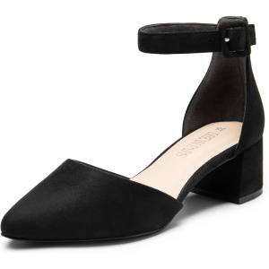 DREAM PAIRS Chaussures à Talons Hauts pour Femmes Escarpins Elégants avec Bride à la Cheville pour Mariages et Fêtes Angela(Suède Noir)