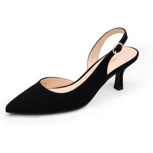 DREAM PAIRS Escarpins Femme avec Petits Talons Élégantes Chaussure à Talon Confortable et Classique SDPU2444W(Nubuck Noir)