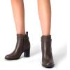 DREAM PAIRS Bottes Femme Bout Rond Classiques Fermeture Éclair Antidérapantes Confortables Bottines à Enfiler pour Automne Hiver(Marron Pu)