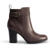 DREAM PAIRS Bottes Femme Bout Rond Classiques Fermeture Éclair Antidérapantes Confortables Bottines à Enfiler pour Automne Hiver(Marron Pu)
