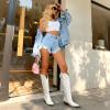 DREAM PAIRS Bottes Femme Hautes Western, Bottes Cowboy jusqu’au Genou avec Broderie Vintage Confortables Style Cowgirl Knee High Boots(Blanc)
