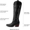 DREAM PAIRS Bottes Femme Hautes Western, Bottes Cowboy jusqu’au Genou avec Broderie Vintage Confortables Style Cowgirl Knee High Boots(Noir)