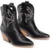 DREAM PAIRS Bottes Femme Western Courtes à Talon Bloc Bas Bout Pointu Bottines Cowboy Cowgirl Brodées Mode pour Automne Hiver(Noir)