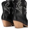DREAM PAIRS Bottes Femme Western Courtes à Talon Bloc Bas Bout Pointu Bottines Cowboy Cowgirl Brodées Mode pour Automne Hiver(Noir)