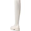 DREAM PAIRS Bottes au-Dessus du Genou pour Femmes Cuissardes à la Mode Coque Tricotée en TPR Durable Confortable Botte sur Le Genou(Beige)