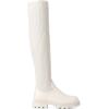 DREAM PAIRS Bottes au-Dessus du Genou pour Femmes Cuissardes à la Mode Coque Tricotée en TPR Durable Confortable Botte sur Le Genou(Beige)
