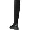 DREAM PAIRS Bottes au-Dessus du Genou pour Femmes Cuissardes à la Mode Coque Tricotée en TPR Durable Confortable Botte sur Le Genou(Noir)