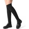 DREAM PAIRS Bottes au-Dessus du Genou pour Femmes Cuissardes à la Mode Coque Tricotée en TPR Durable Confortable Botte sur Le Genou(Noir)