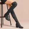 DREAM PAIRS Bottes au-Dessus du Genou pour Femmes Cuissardes à la Mode Coque Tricotée en TPR Durable Confortable Laurence-E(Gris Daim)